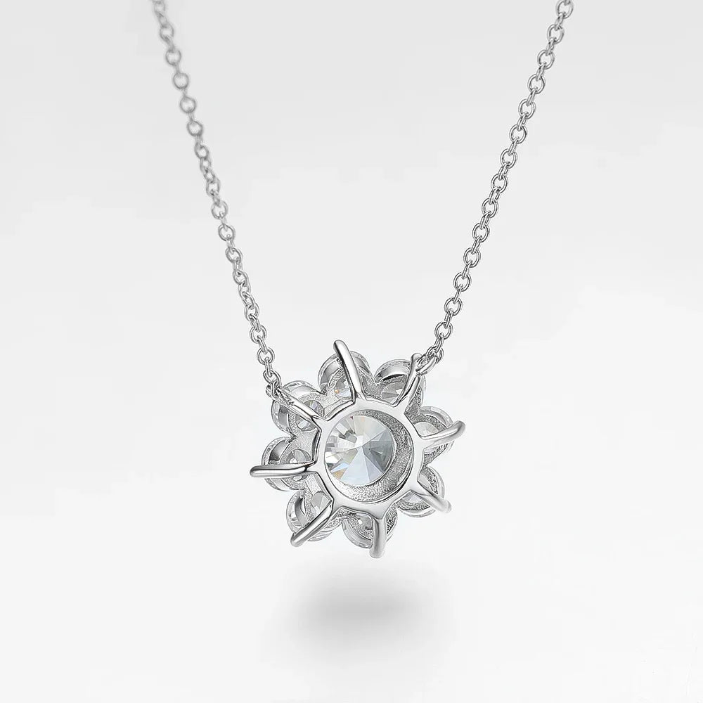 925 Sterling Silver Original Certified 2cttw Moissanite Jewelry Sets For Women Sunflower Pendant Necklace Earring Fine Jewelry