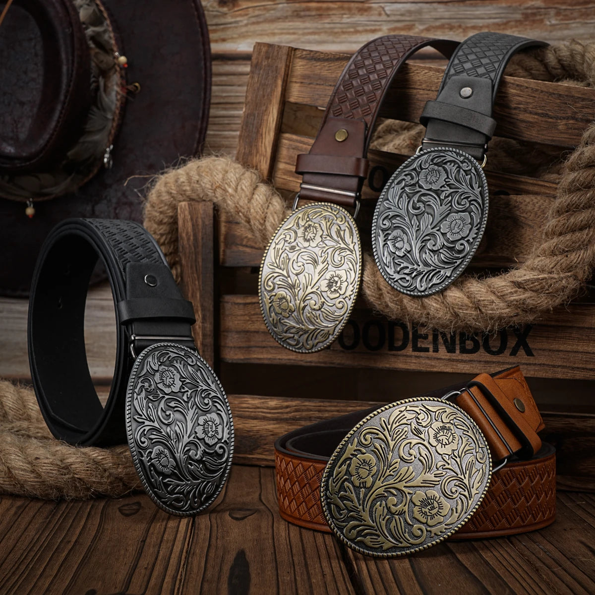 A men's and women's casual retro belt Western style! PU leather belt with metal buckle, suitable for daily work wear