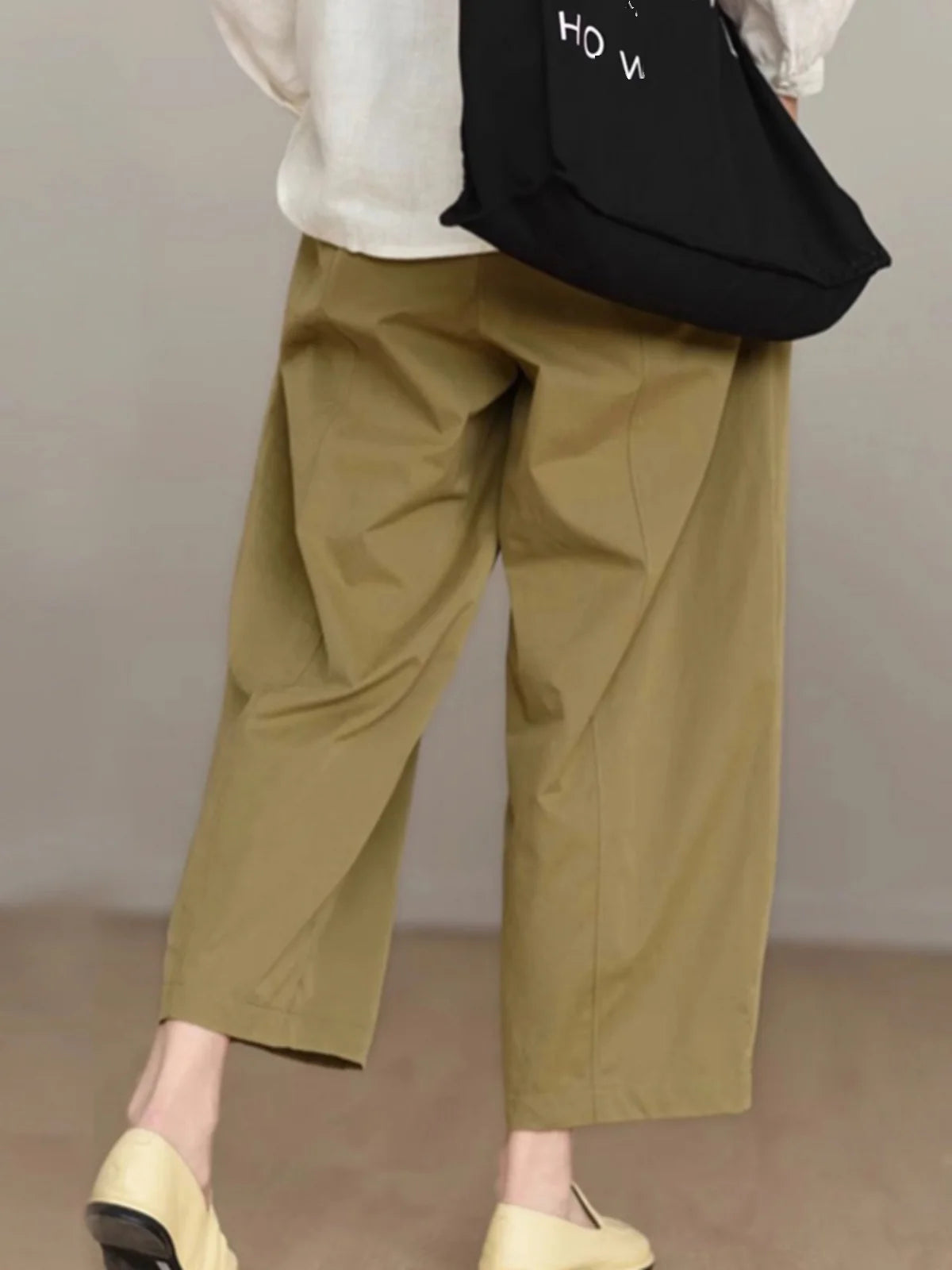 Retro Workwear Wide Leg Pants Women's High Waist Loose Casual Versatile Nine Point Straight Cut Carrot Pants Artistic Sle