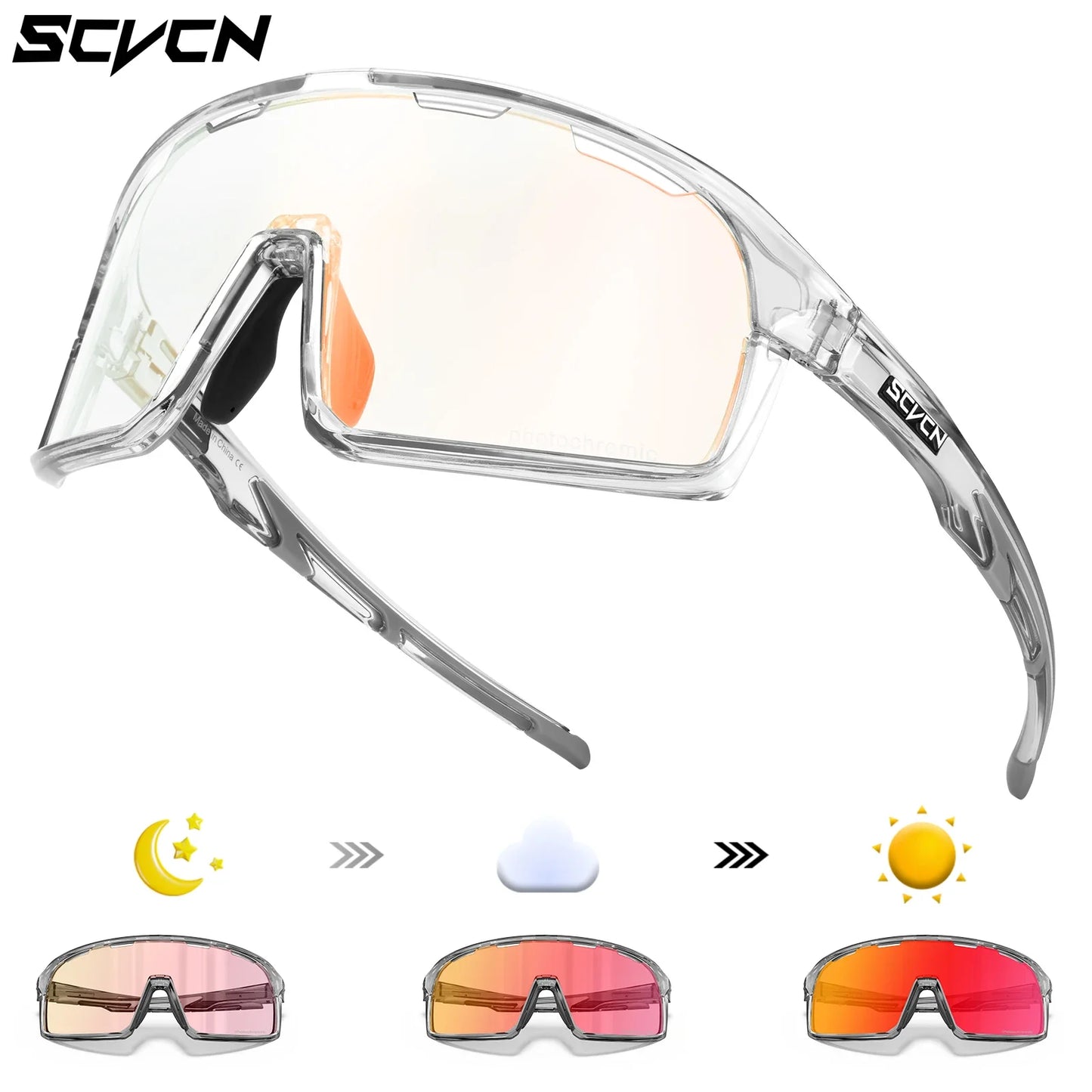 Scvcn Red Photochromic Sunglasses Cycling Blue Outdoor Sports Bike Glasses Man MTB Fishing Glasses Eyewear Bicycle Goggles UV400