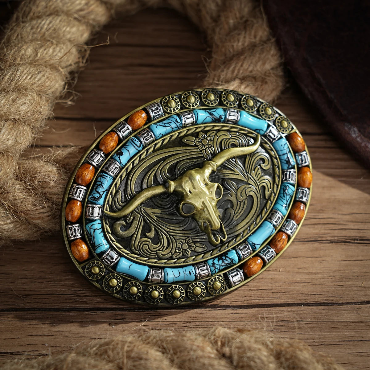 Western Belt Buckle – Vintage Cowboy Rodeo Style (Silver, Large)