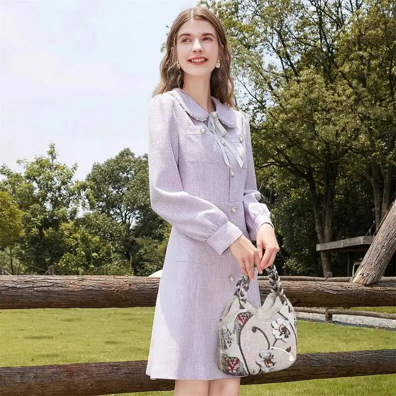 MOTAORA Women Handbags Vintage Canvas Bag Ladies Canvas Handbag Casual 2025 Woven Small Handbag Fabric Gout Craft Female Handbag