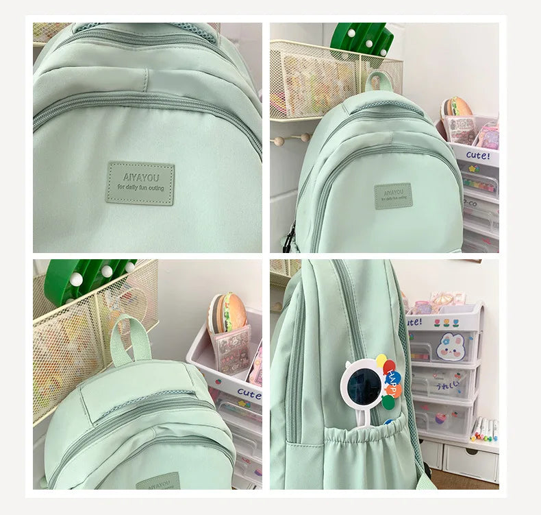Student Japanese large-capacity backpack Girl simple and versatile backpack Unisex polyester material Doll decoration
