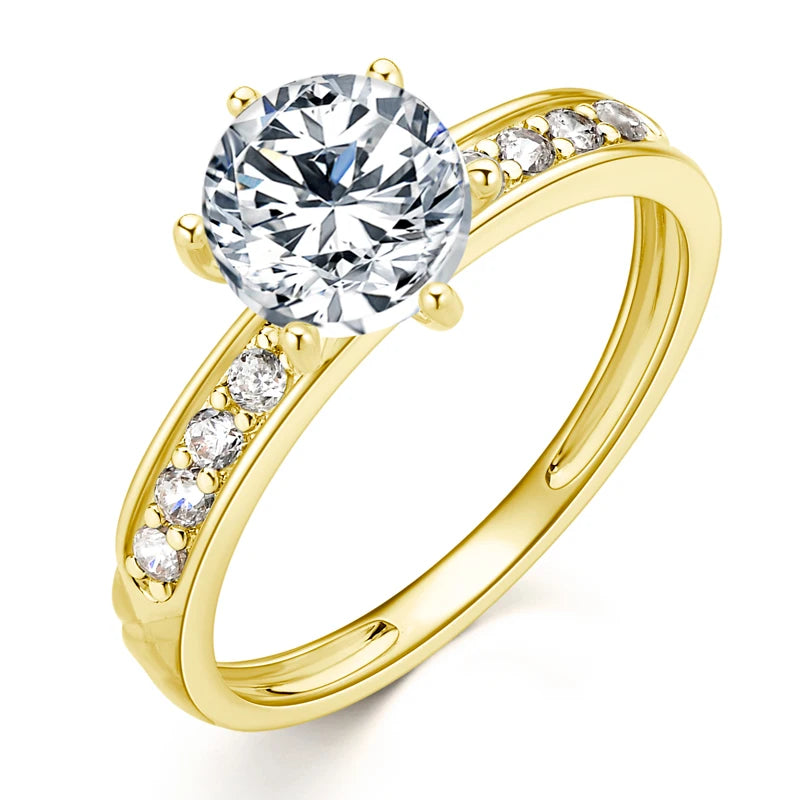 Lnngy Certified 10K Pure Gold Moissanite Ring for Women AU417 Lab Created Diamond Halo Engagement Rings Exquisite Jewelry Gift