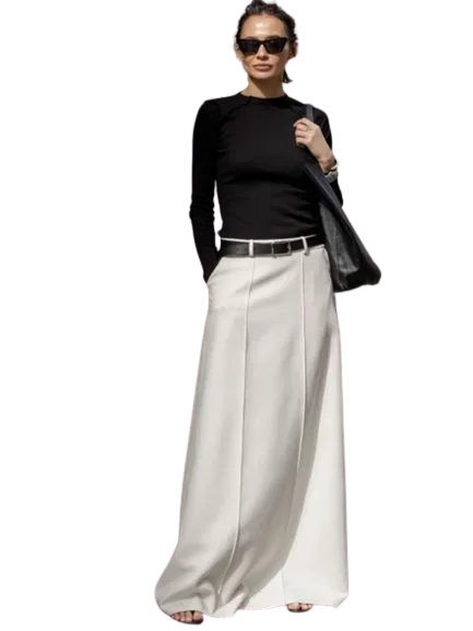 UOOZEE Office Lady Formal Solid Color H-line Skirts 2025 New Spring Summer High Waist Casual Elegant Long Skirt For Women