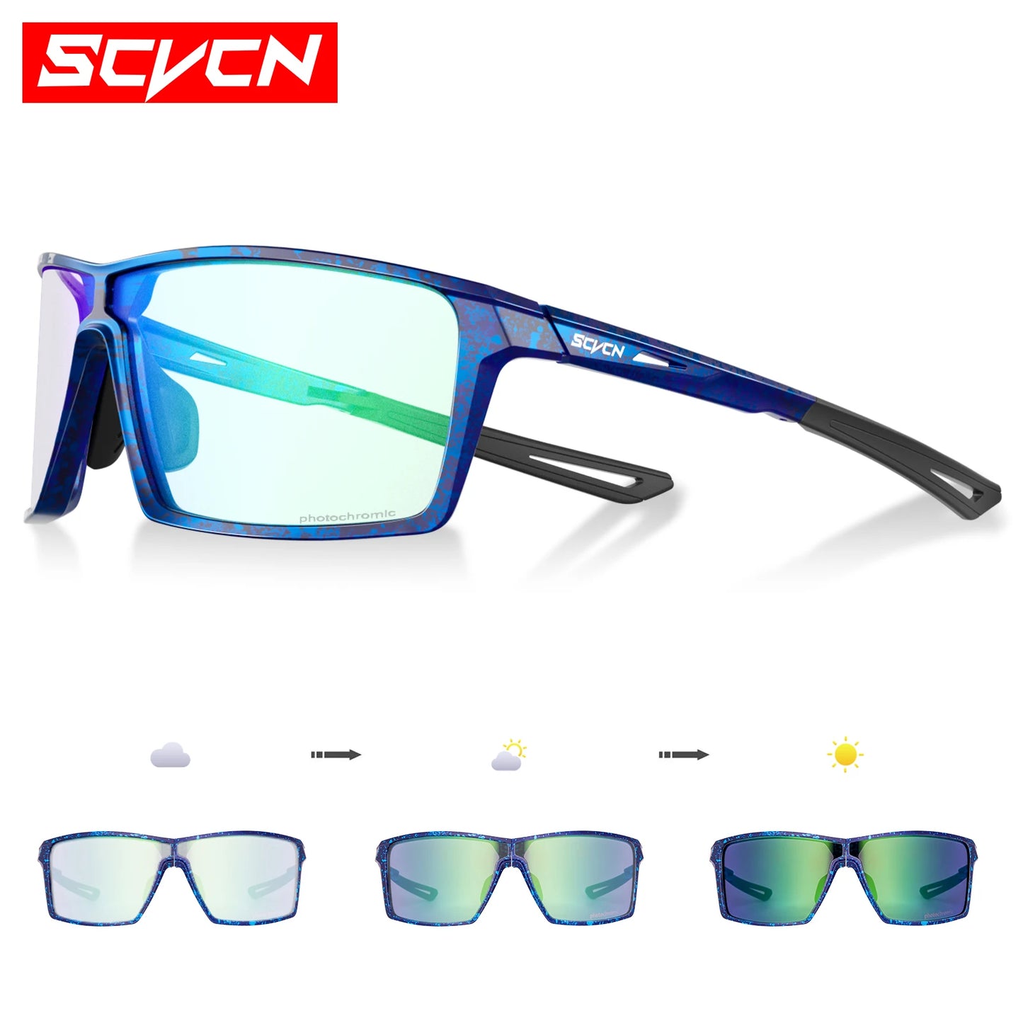 SCVCN Outdoor Photochromic Anti-fog Sunglasses Foldable Cycling Glasses UV400 Light Weight Bicycle Hiking Glasses Men Women New