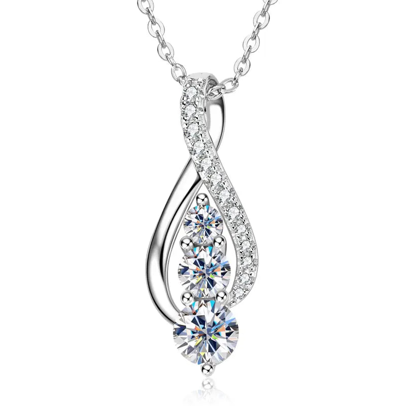 Lnngy 925 Sterling Silver Infinity Pendant Necklaces 5mm&4mm&3mm Moissanite Necklace for Couples Valentine's Day Jewelry Gift