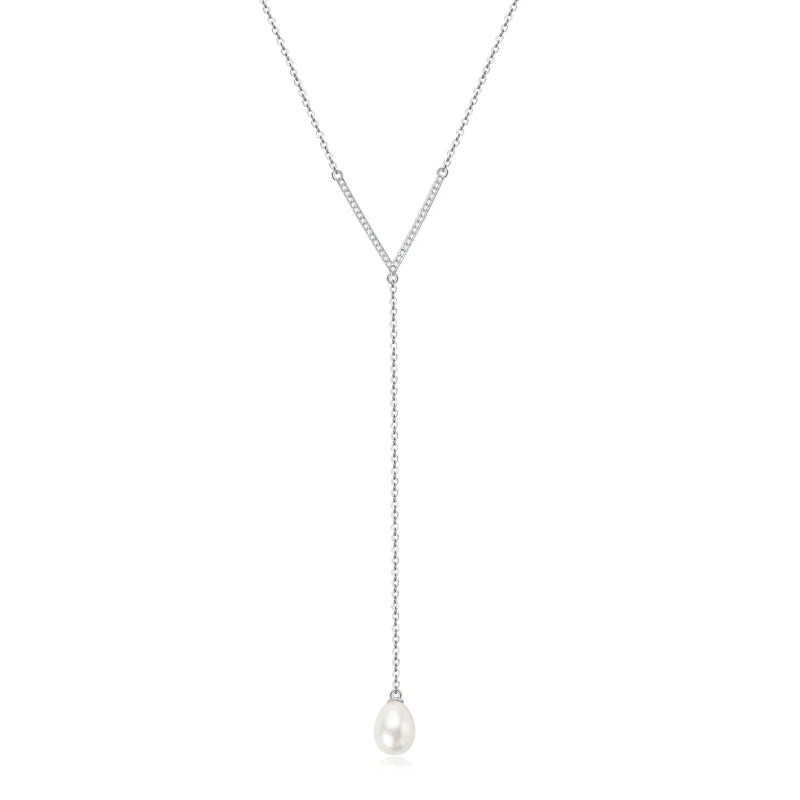Lnngy Baroque Pearl Pendant Necklace S925 Sterling Silver Natural White Freshwater Pearl Necklace For Ladies Grace Jewelry Gift