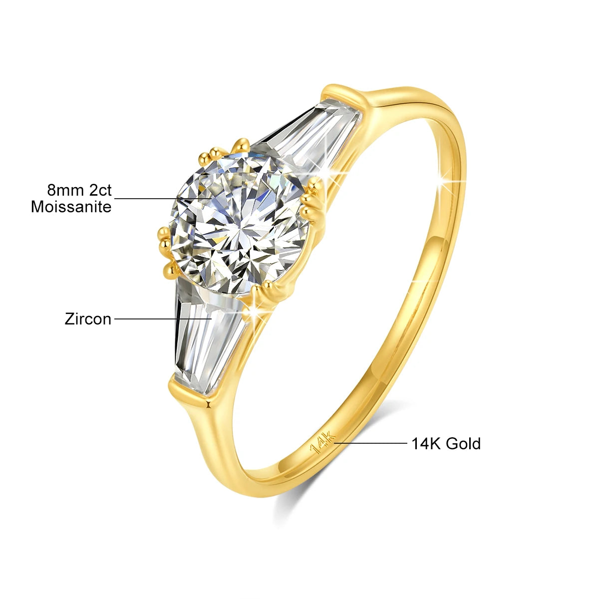 9mm Moissanite Diamond Ring 585 Real 14K Gold for Women D Color VVS1 Brilliant Cutting Wedding Band Engagement Trendy Jewelry
