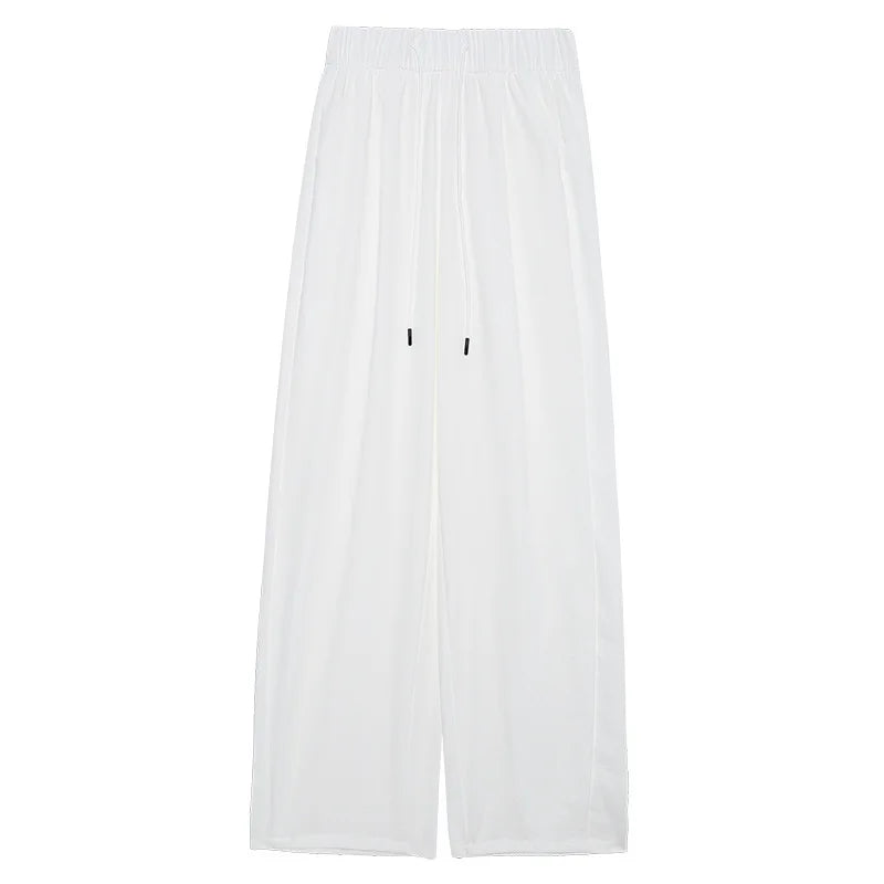 Qui Dry High Waist Wide Leg Knife Sports Pants Women's Thin New 2025 Casual Ice Silk Pants Spring Summer