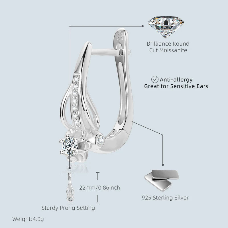 Lnngy Brilliant 3mm Infinity Moissanite Earring oorbellen zilver 925 Sterling Silver Hoop Earrings For Women Wedding Jewelry