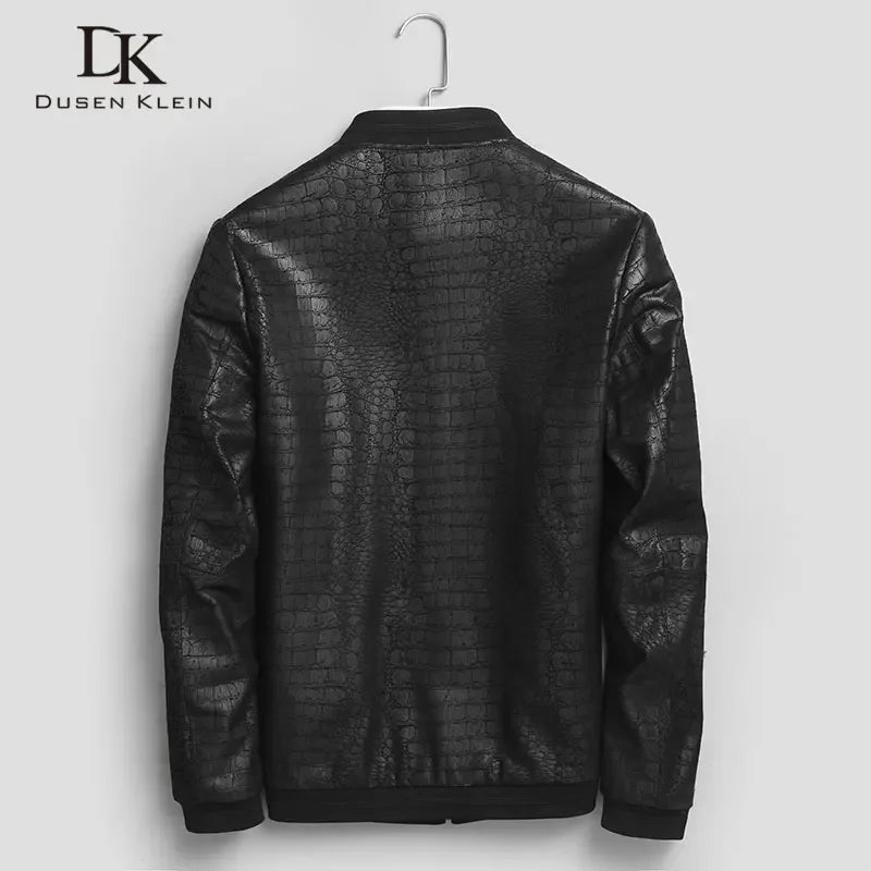 Brand leather jackets formen Genuine Sheepskin coats Crocodile pattern Dusen Klein Fashion leather men coat and jacket J1718