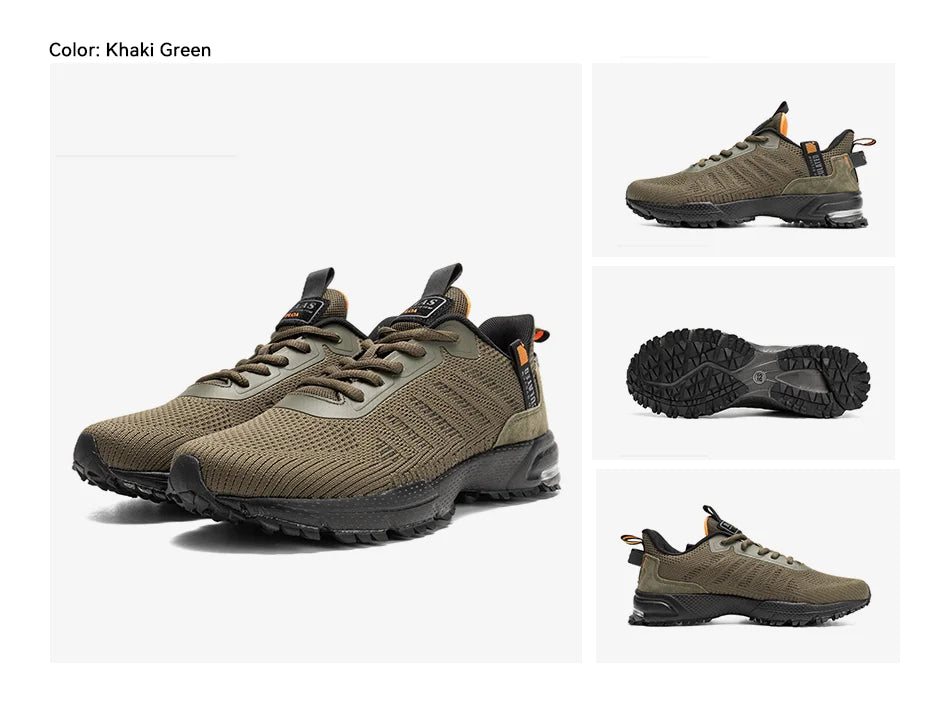 Baasploa Men Running Shoes Mesh Breathable Sport Shoes For Men Fashion Lightweight Casual Sneakers Non-Slip Lace Up Plus Size 50