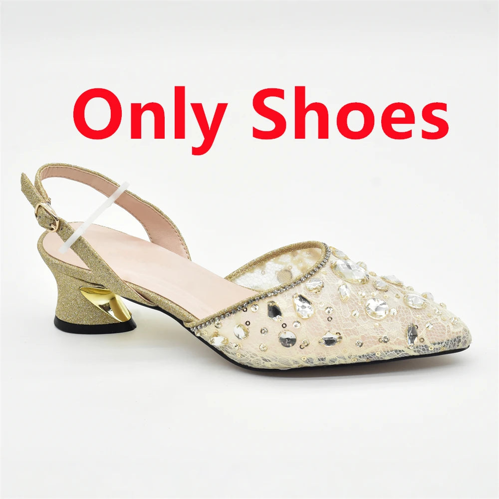New Arrival Blue Shoes and Bags Set for Women Italian Shoe and Bag Set Designer 2025 Rhinestone Luxury Elegant Pumps for Women