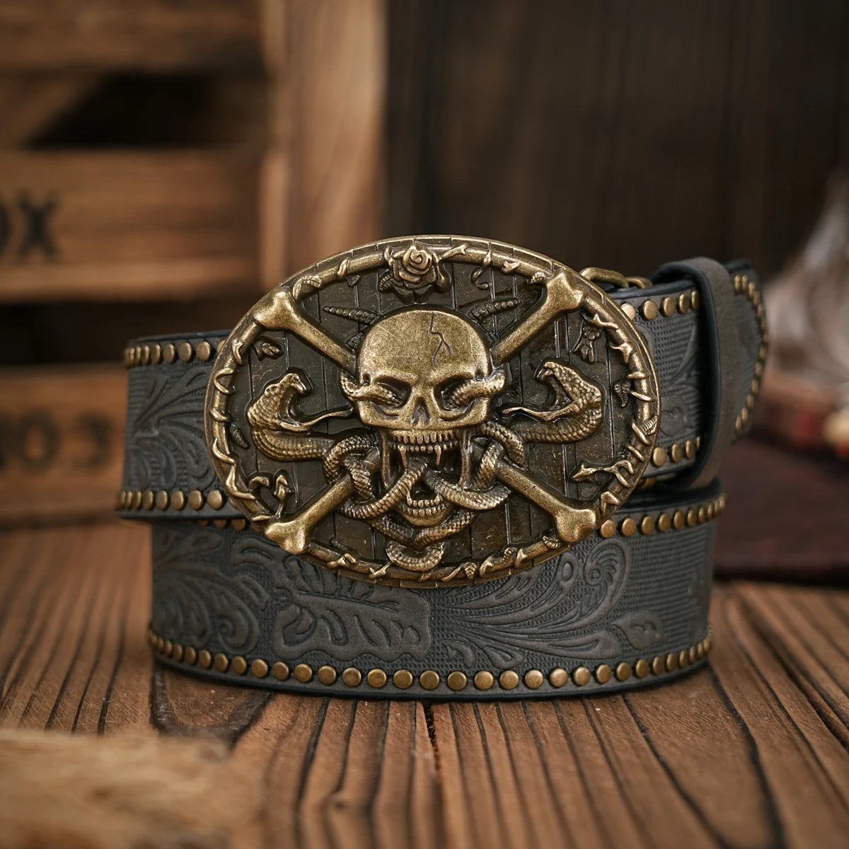 Unisex Western Style 3.8cm Wide PU Leather Belt with 3D Embossed Design - Durable & Stylish for Men & Women