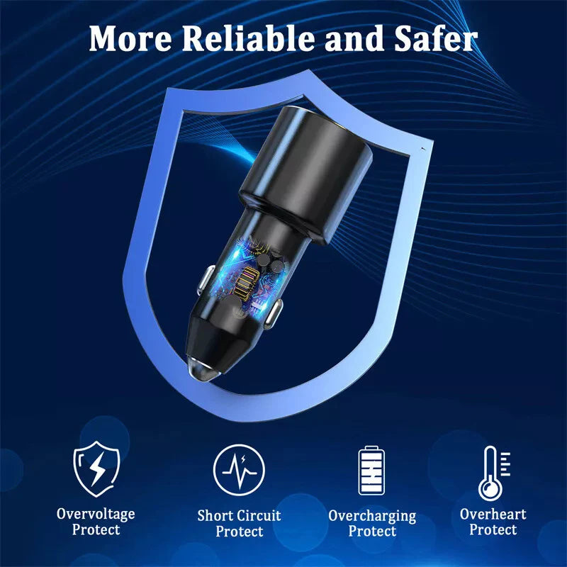 60W Samsung Dual Car Charger with Fast Charging 45W Usb C PD Auto Chargeur for S25 Ultra S25+ S24 Ultra S23 FE S22 A55 A15 A54