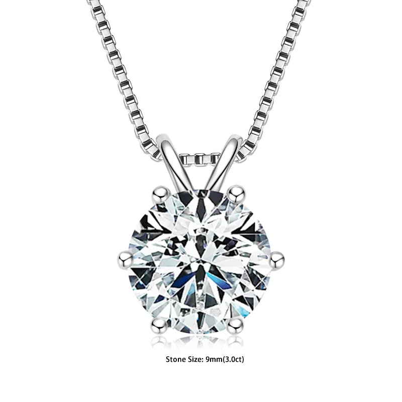RAPRGOLD GRA Certified 0.5-5ct Moissanite Pendant Necklaces 925 Sterling Silver Solitaire Necklace Chain For Women Jewellry Gift