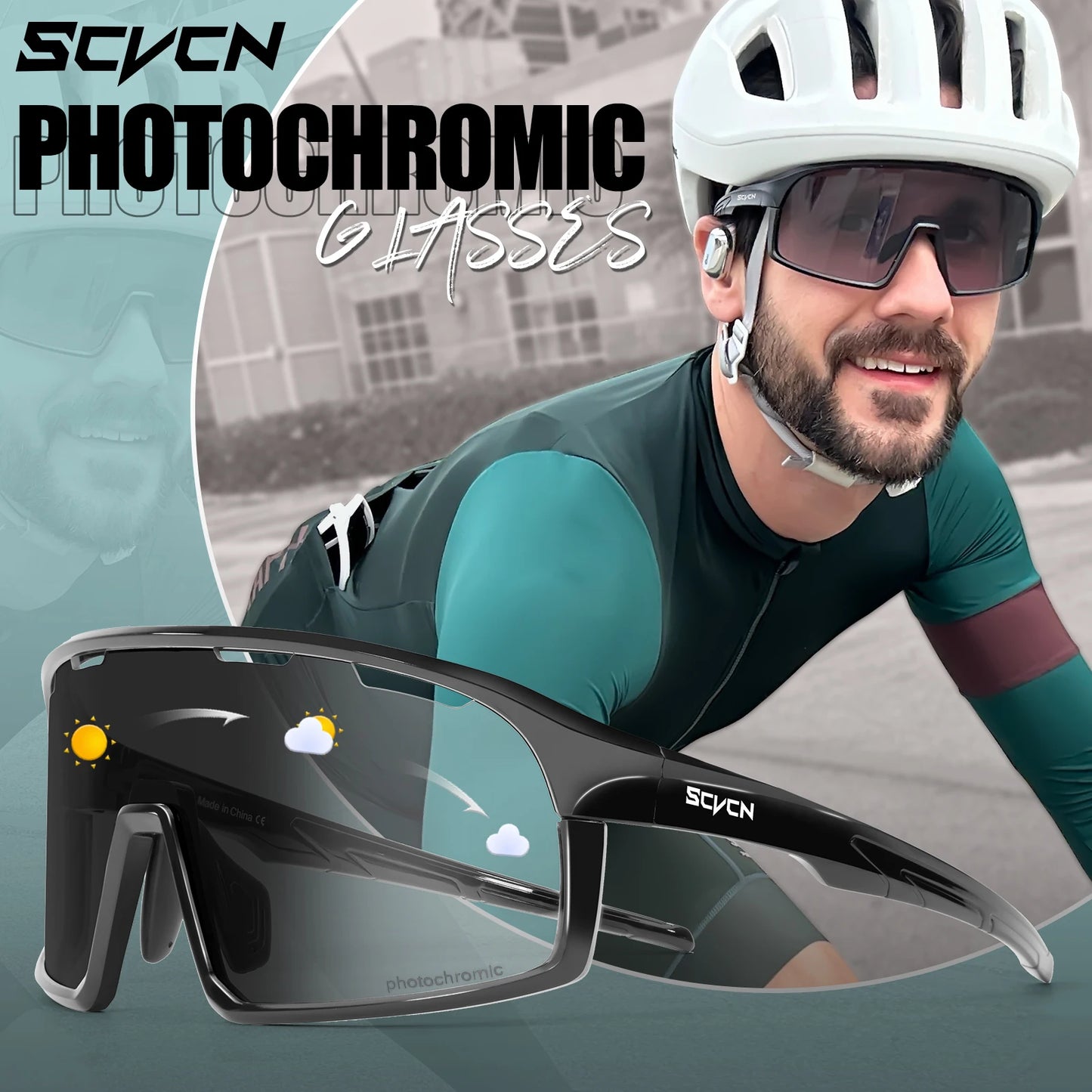SCVCN New Photochromic Glasses Cycling Sunglasses Men Outdoor Sports Glasses Women Driving Bicycle Eyewear UV400 Hiking Goggles
