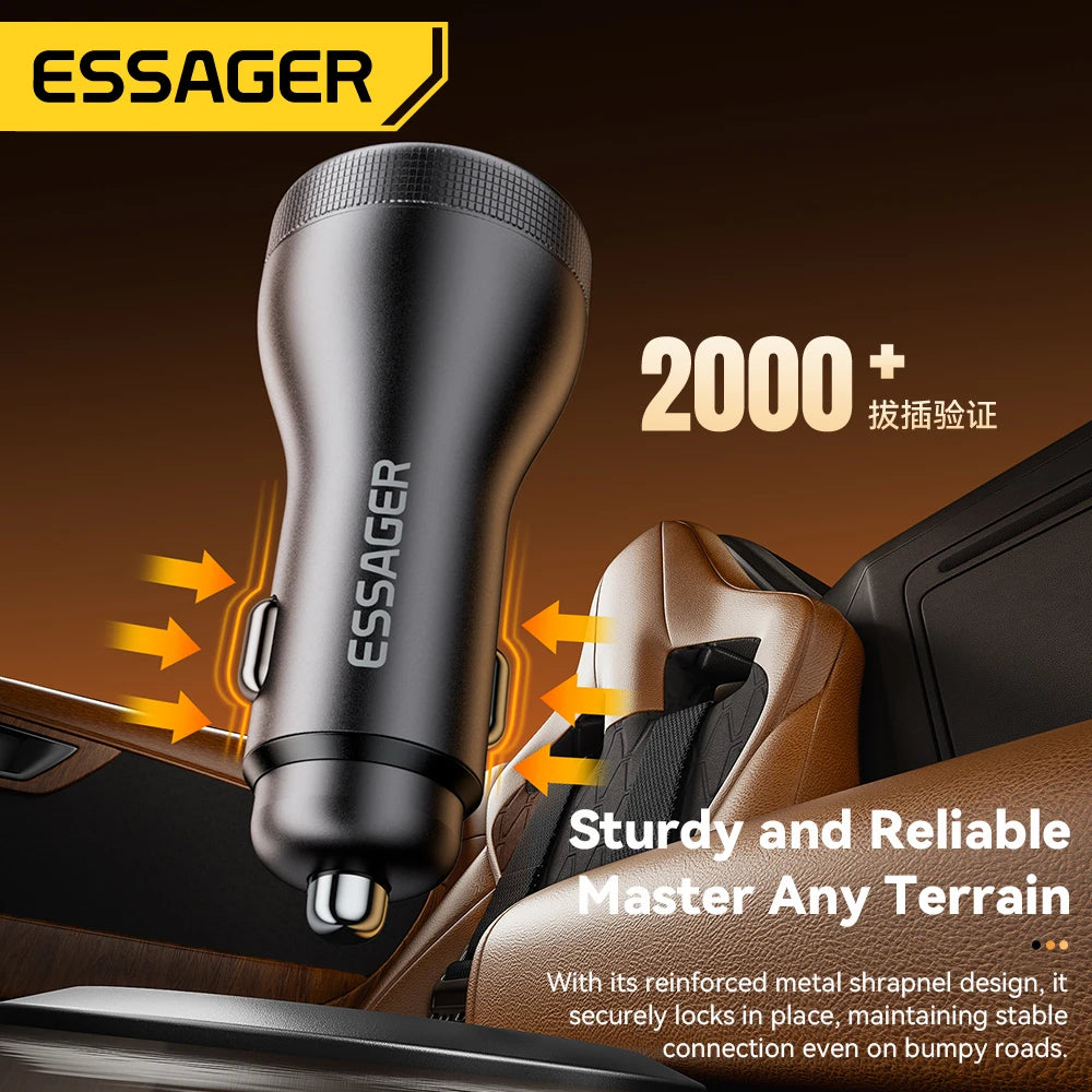 Essager 100W Car Charger USB C Quick Charge PD 45W for iPhone 15 pro 14 Xiaomi Poco Samsung Galaxy S24 Fast Charger Charging