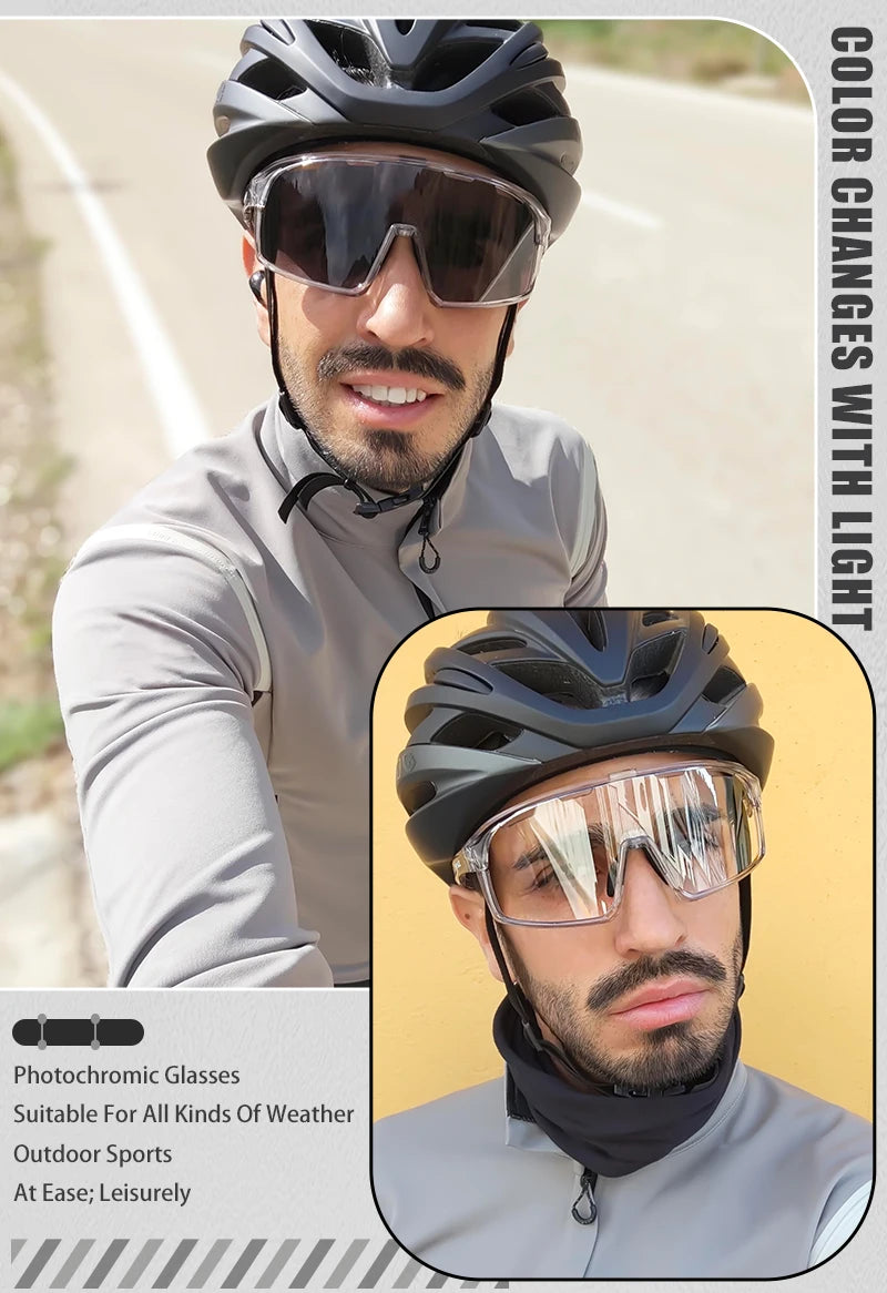 SCVCN New Photochromic Glasses Cycling Sunglasses Men Outdoor Sports Glasses Women Driving Bicycle Eyewear UV400 Hiking Goggles
