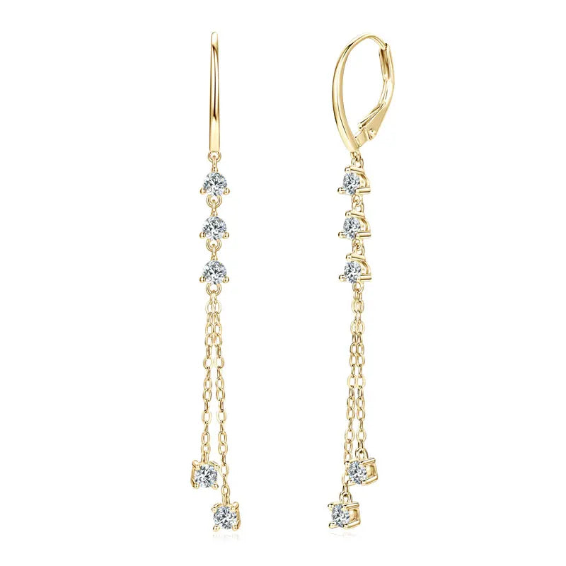 RAPRGOLD Certified Moissanite Tassels Chain Hoop Earring for Women 925 Sterling Silver Dangling Earrings Jewelry Gift pendientes