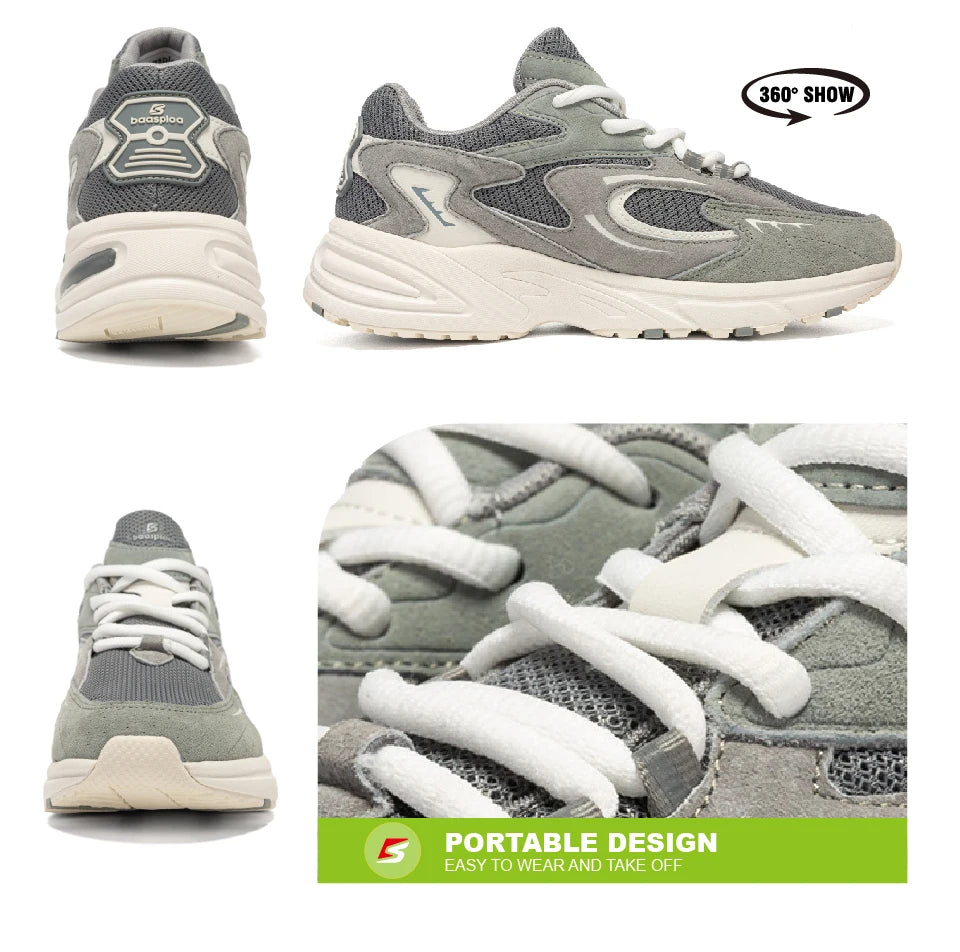 Baaslpoa New Men's Running Shoes Casual Mesh Fabric Breathable Non-Slip Walking Shoes Male Outdoor Basketball Sports Shoes