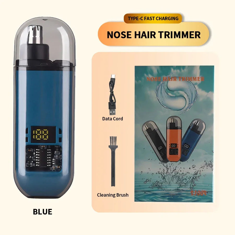 2-in-1 Electric Portable Ear & Nose Hair Trimmer Clipper – Professional Painless Grooming Tool for Men