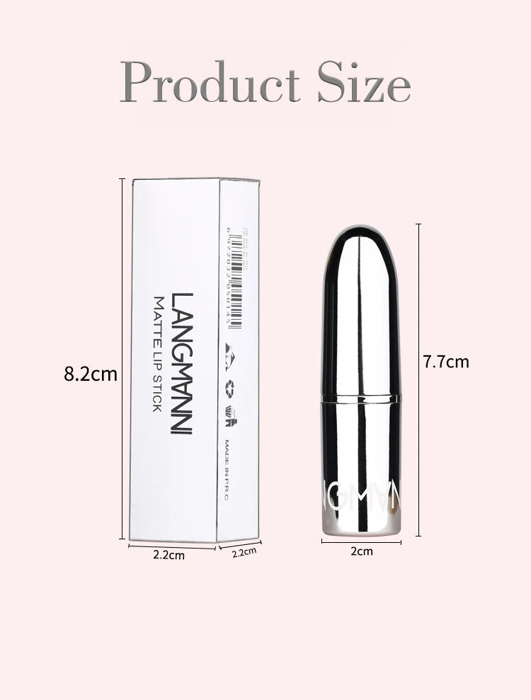 Langmani Silver Tube Matte Lipstick Non Staying Cup Makeup Lipstick 8 colors available