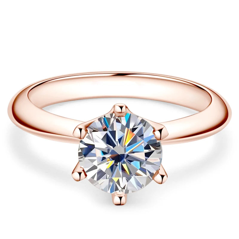 Lnngy 8MM 2CT Moissanite Ring With Certificate 925 Sterling Silver Solitaire Rings for Women Girls Sparkling Wedding Bands Gift
