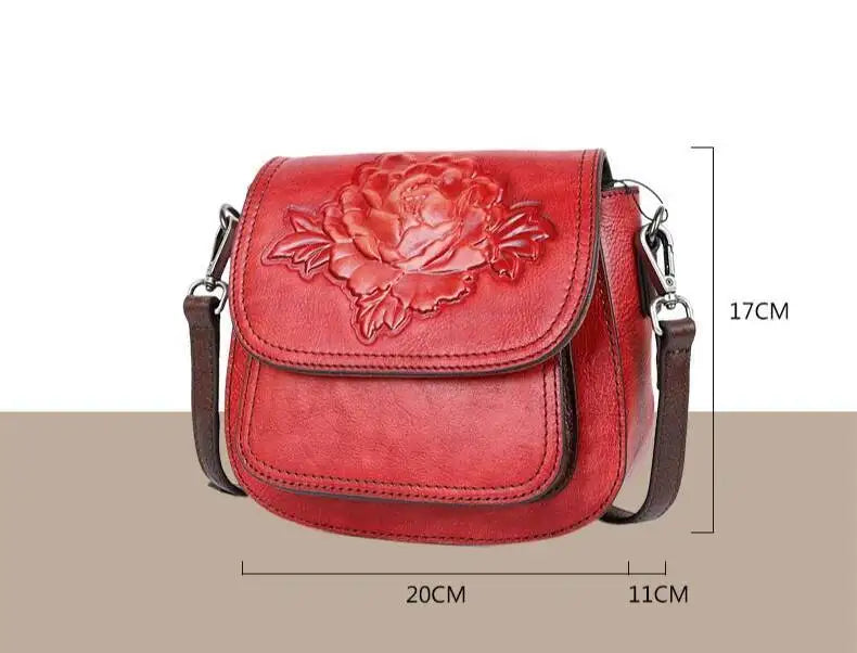 MOTAORA Women Shoulder Bag Luxury Retro Saddle Bags For Ladies Genuine Leather Messenger Bags Female Handmade Embossed Women Bag