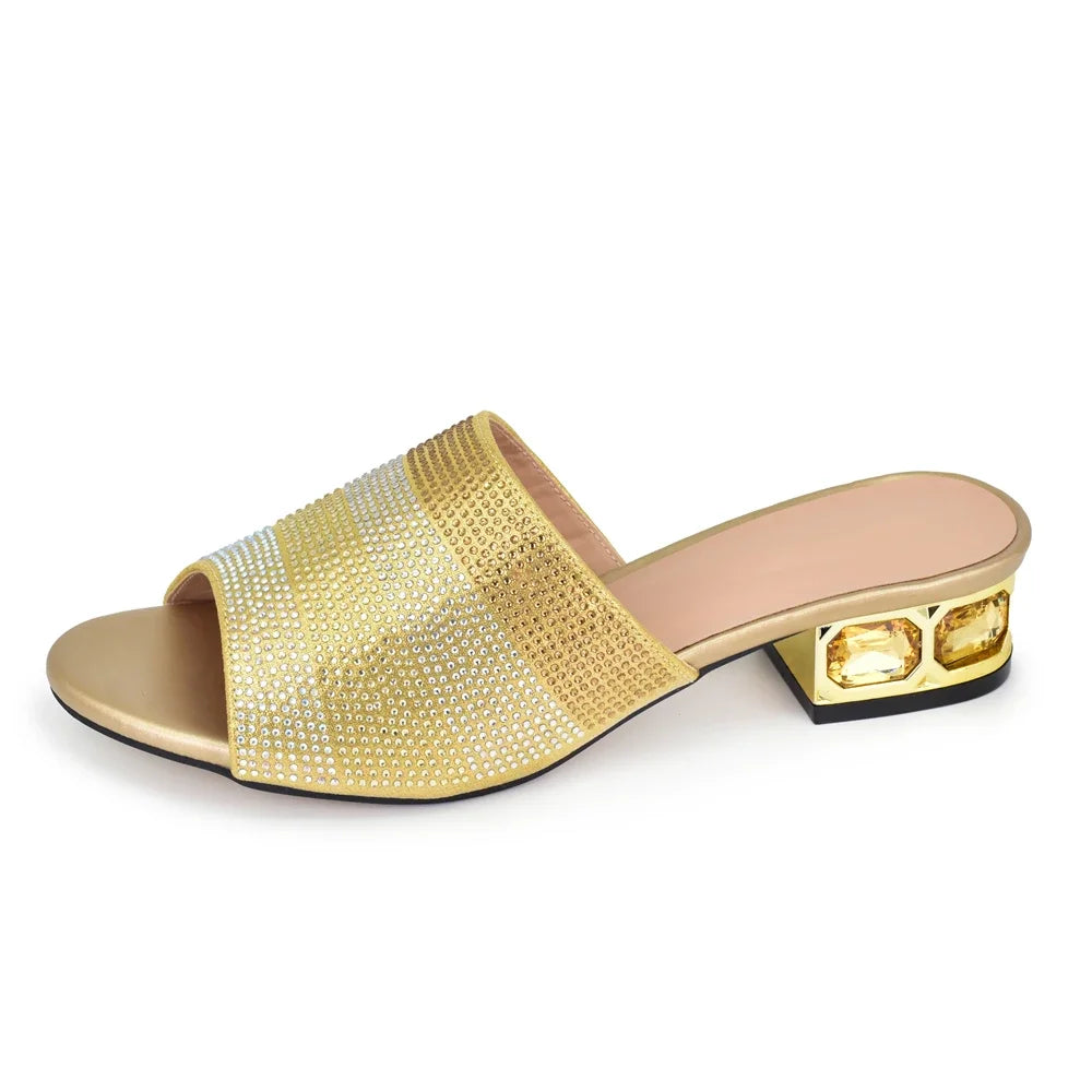 2025 New Classic Design Sandals Italian Style Lady Shoes Low Heel Summer Mules Comfy Sandals Wedding Shoes Bride Party Pumps
