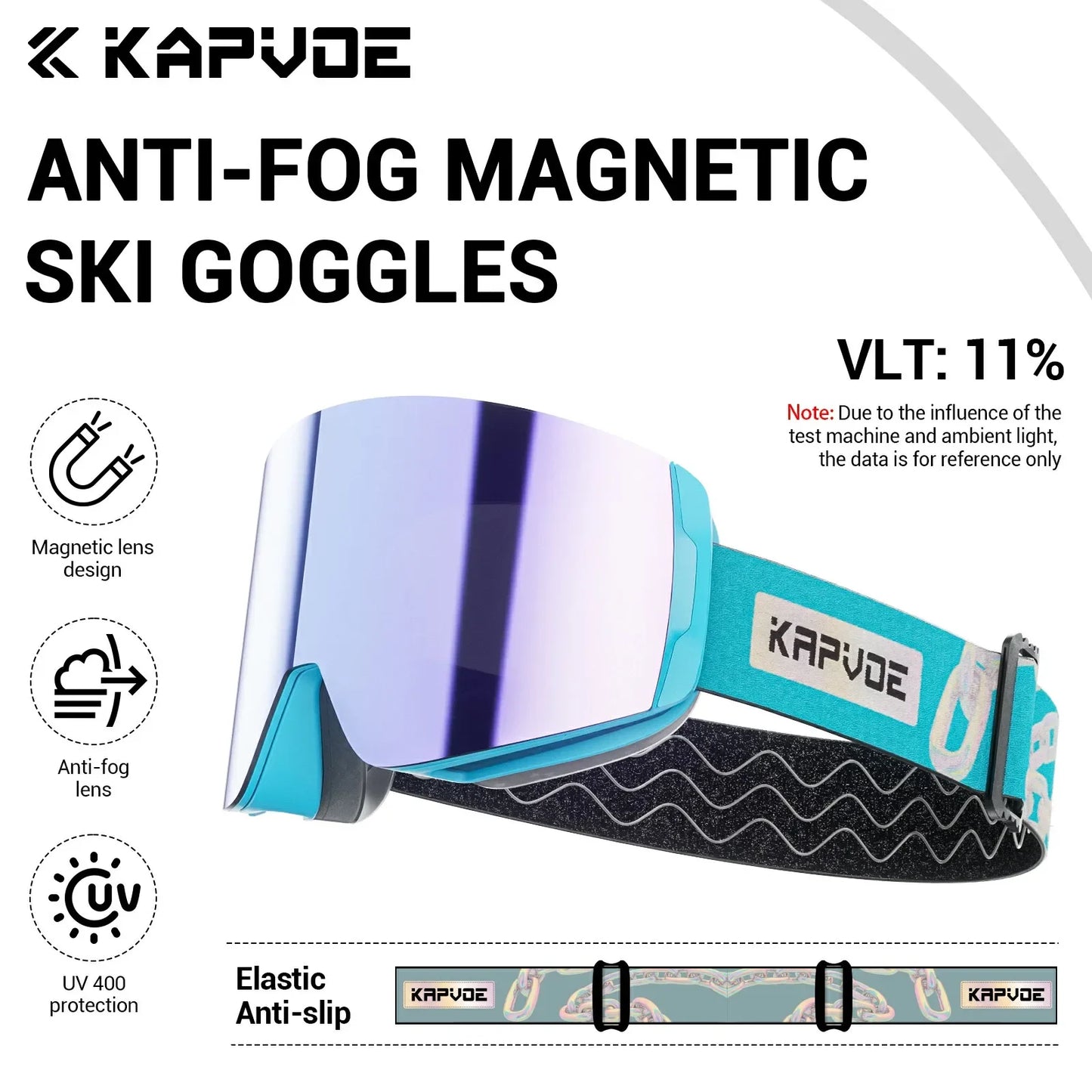 KAPVOE Winter Outdoor Ski Goggles Double Magnet Adsorpt Layers UV400 Anti-fog Coatings Snowmobile Snowboard Skiing Men Women