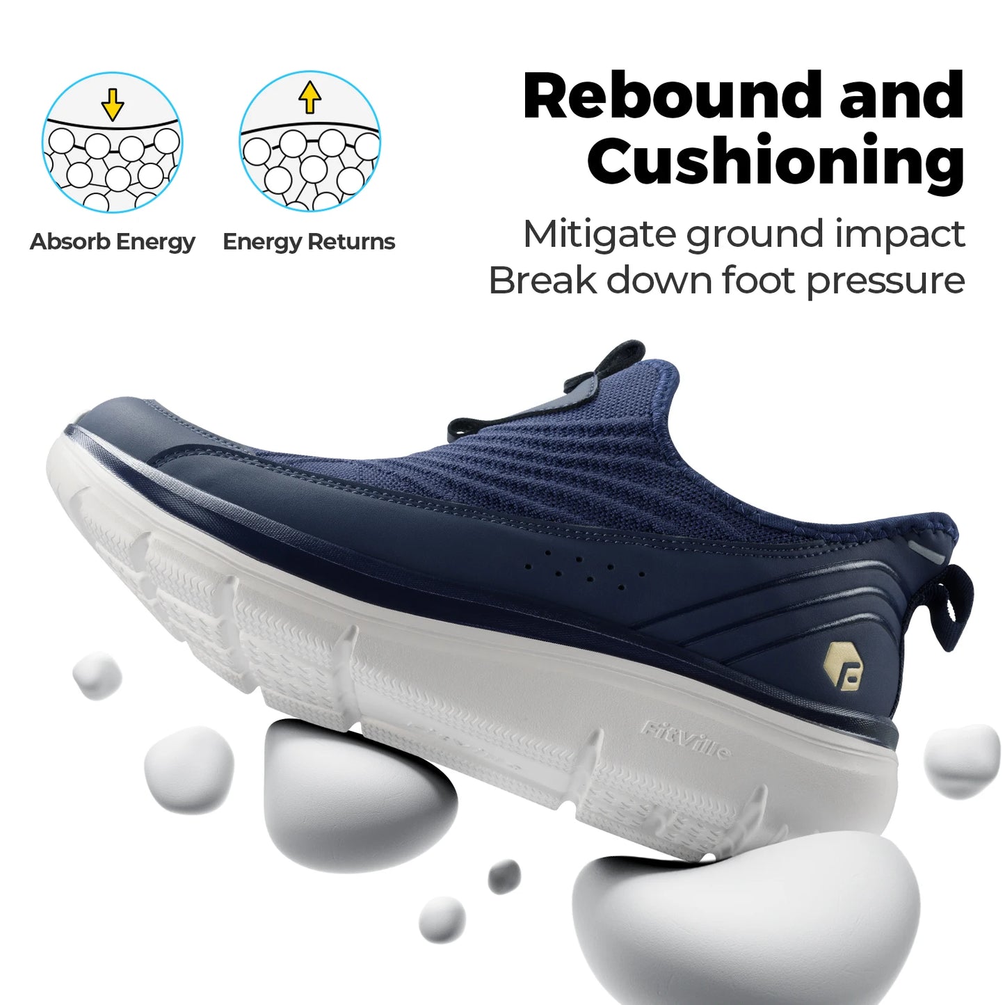 Fitville Wide Men's Slip-On Walking Shoes Lightweight Breathable Outdoor Casual Sports Running Shoes Sneakers For Swollen Feet