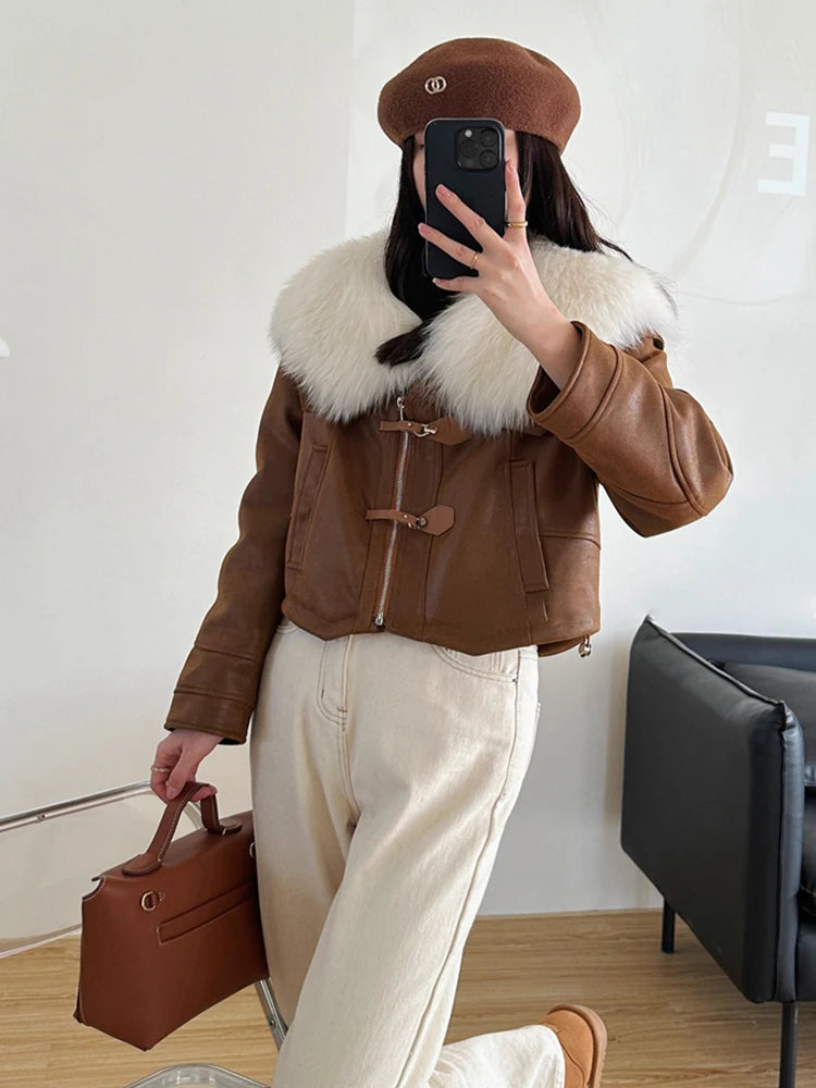 2023 New Fashion Womens Puffer Jackets Winter Natural Fox Fur Collar Goose Down Jackets Parkas Luxury Clothing