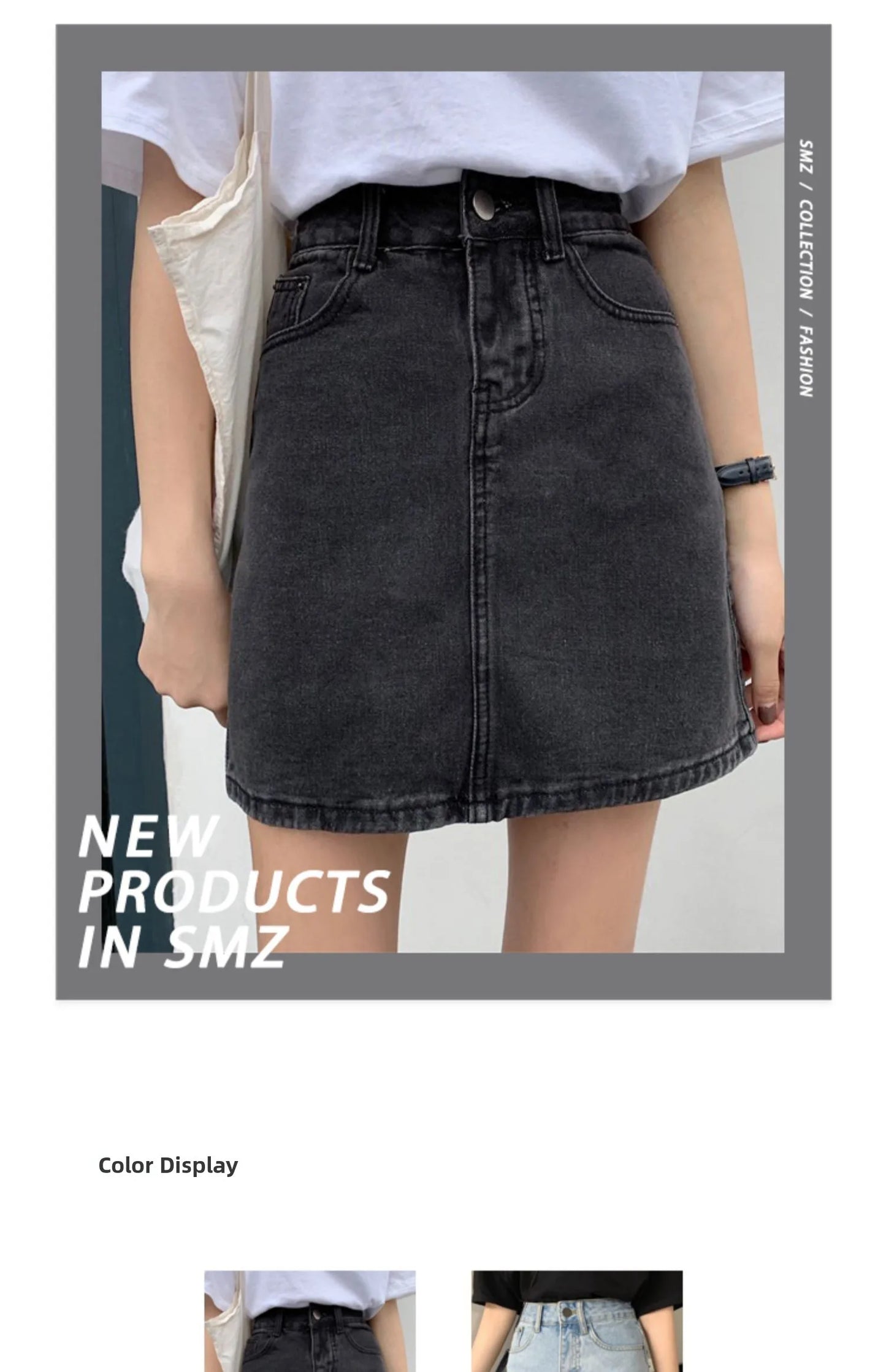 Spring New Women's Denim Skirt A-Line Flared Skirts Butt Covering Body Slimming f-length for plus Size MM