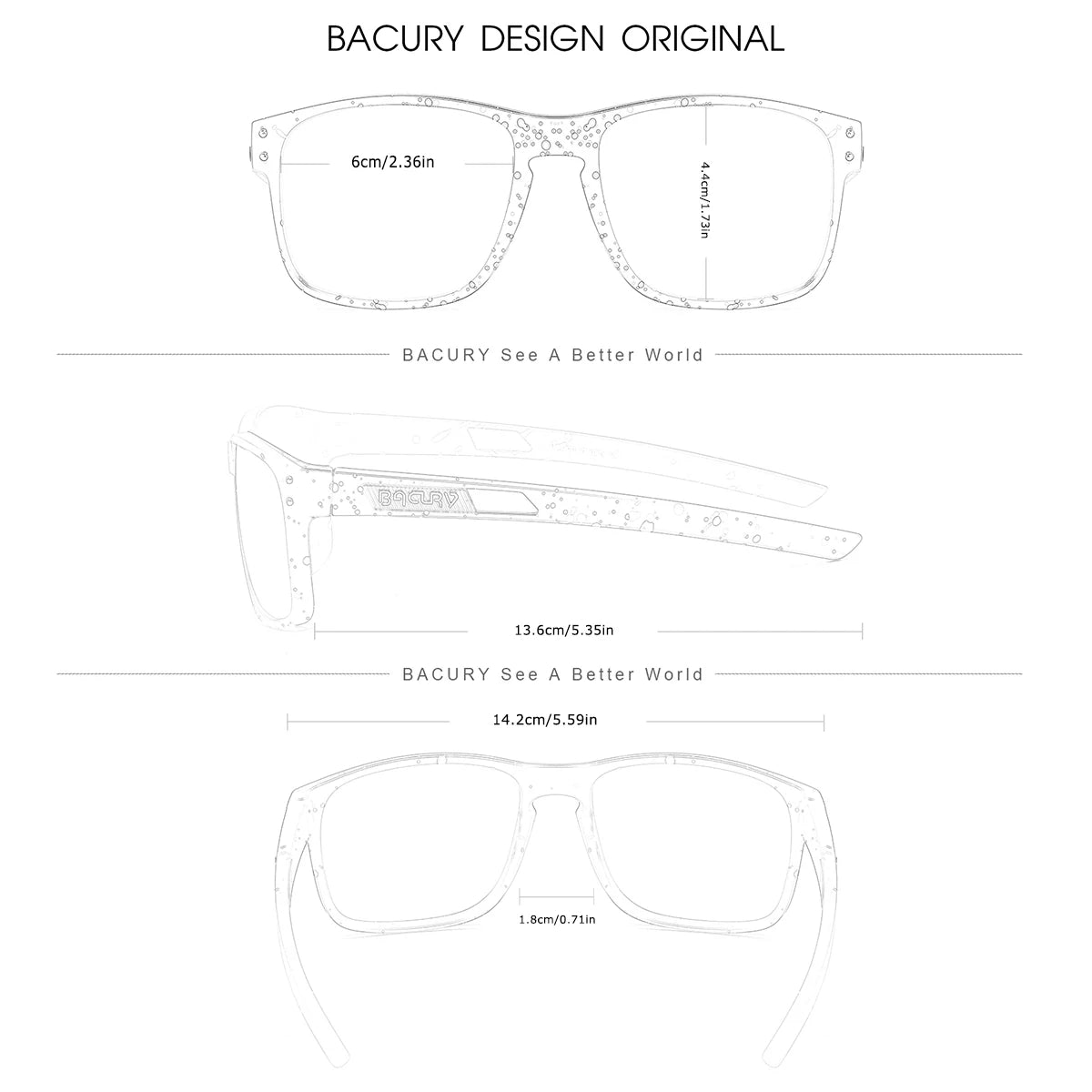 BACURY Fashion Sports Sunglasses for Men High Quality TR-90 Ultra Light Comfortable Frame for Women Outdoor Activity Sunglasses