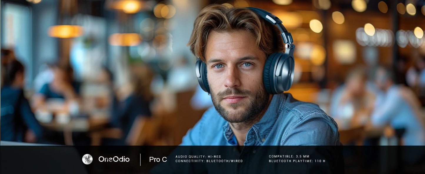 Oneodio Upgrade Pro C Wireless Bluetooth 5.2 Headphones Over Ear Type C Sport Bluetooth Headset With Mic Hi-Res Audio 110Hrs
