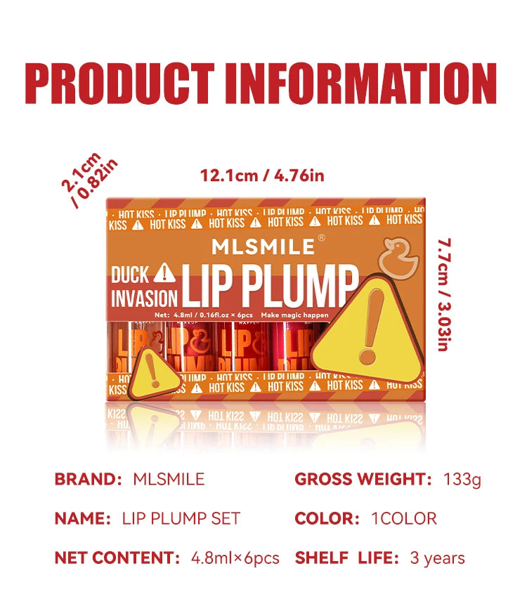 MLSMILE 6pcs/SET Lip Plump Lip Gloss Pearl Mirror Long-lasting Moisturizing Lip Balm Liquid Mouth Red Lip Glaze Lip Gloss