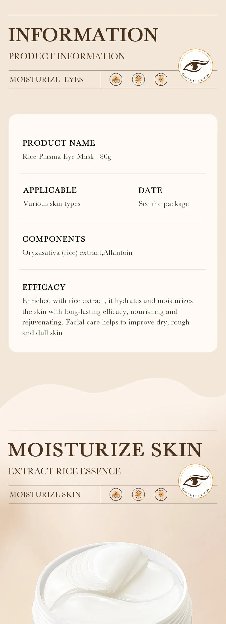 60pcs BIOAQUA White Rice Collagen Eye Mask Anti Dark Circles Eyes Bags Remover Firming Moisturizing Eye Patches Skin Care