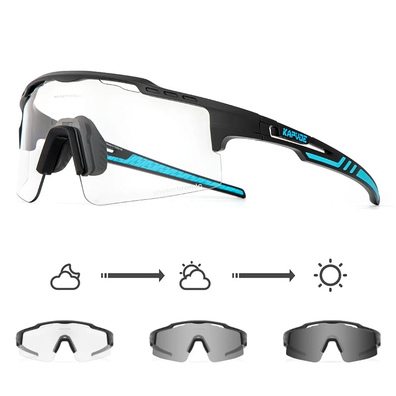 KAPVOE Photochromic Cycling Glasses Outdoor Sports Sunglasses for Man Bicycle Eyewear MTB Cycling Women Road Bike UV400 Goggles