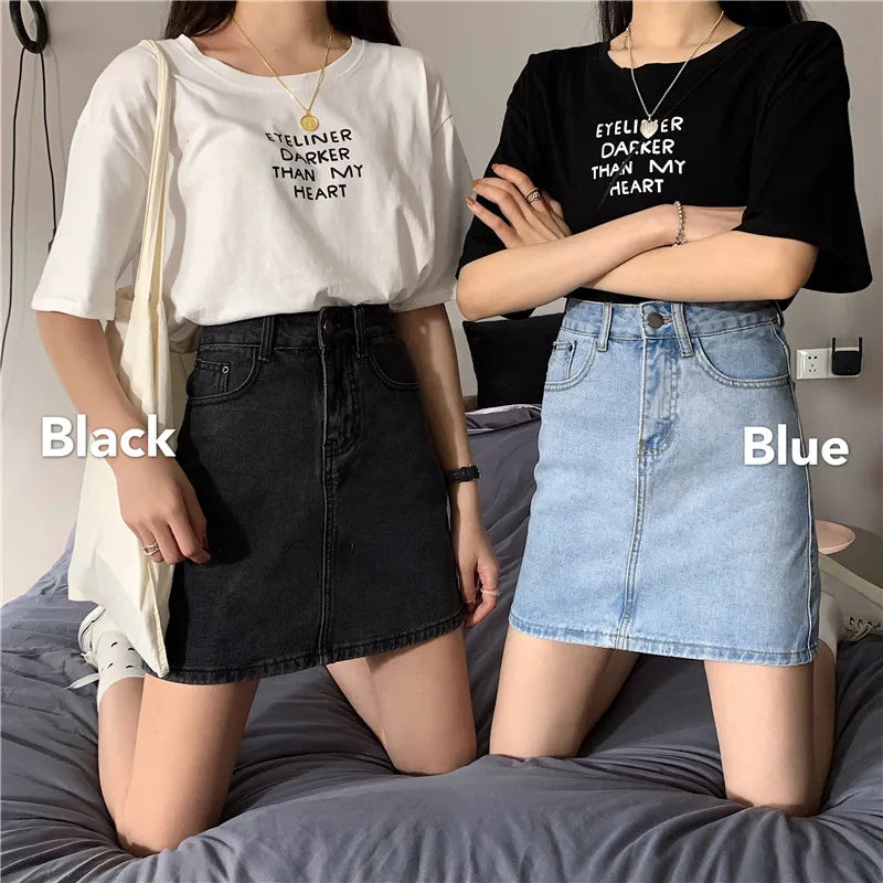 Spring New Women's Denim Skirt A-Line Flared Skirts Butt Covering Body Slimming f-length for plus Size MM