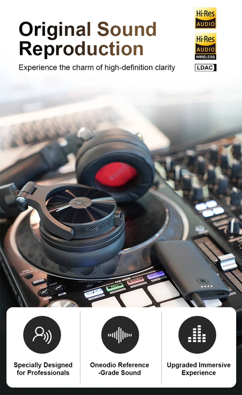 Oneodio Studio Max1 Bluetooth Headphones Wireless DJ Headset With Low Latency Professional Studio Monitor Headphones Hi-Res LDAC