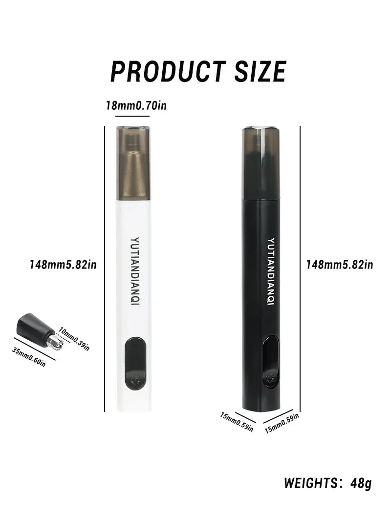 2-in-1 Electric Portable Ear & Nose Hair Trimmer Clipper – Professional Painless Grooming Tool for Men