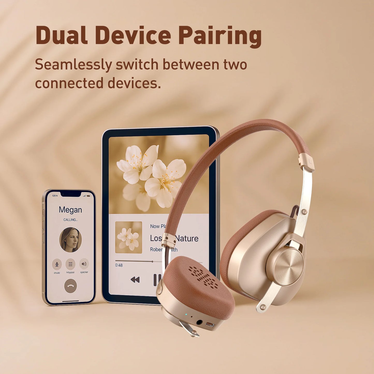 Oneodio F4 Retro Wireless Bluetooth Headphones Hi-Res Audio On Ear Bluetooth 5.4 Headset With Microphone Metal HiFi Headphones