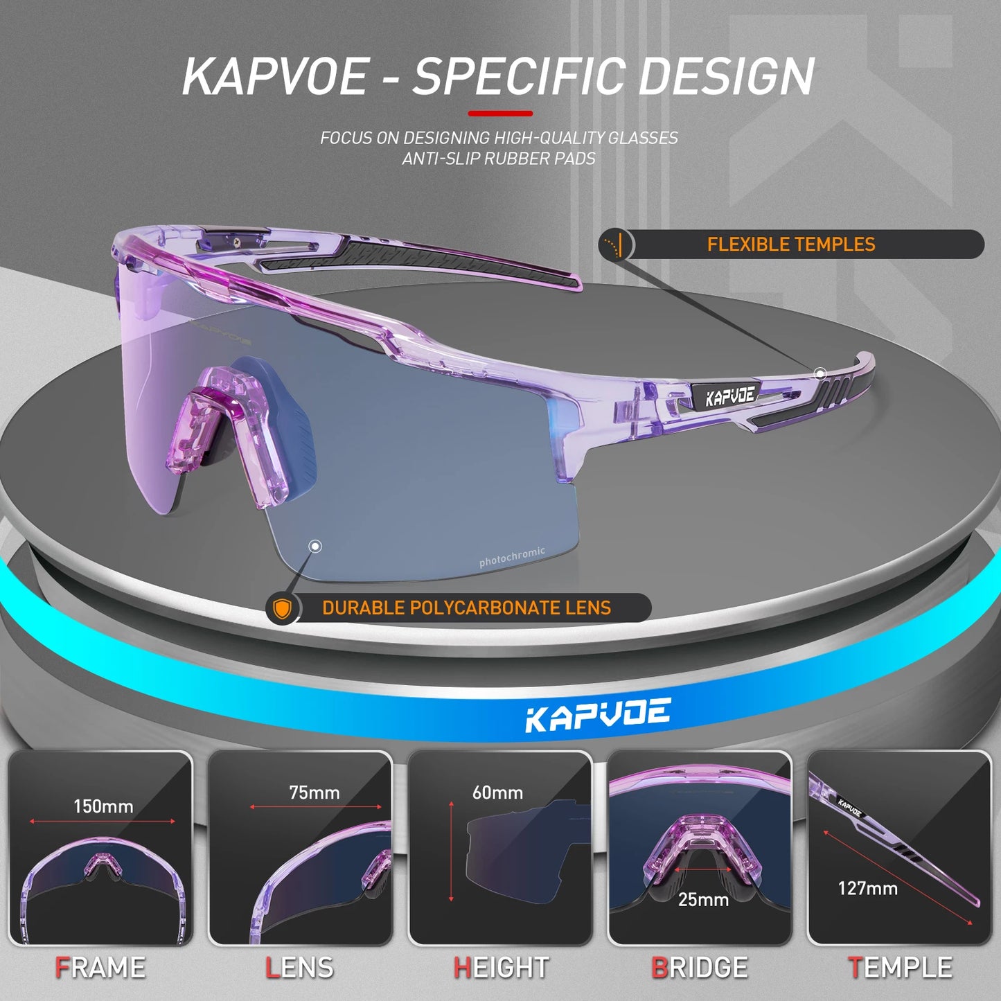 KAPVOE Photochromic Cycling Glasses Outdoor Sports Sunglasses for Man Bicycle Eyewear MTB Cycling Women Road Bike UV400 Goggles