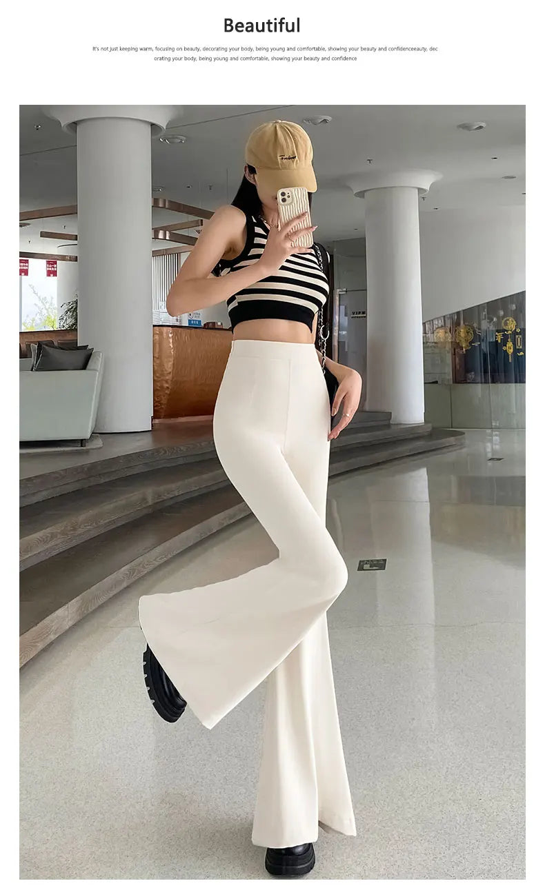 Bla Slimming High Waist Wide Leg Pants Women's Summer Thin Extended Tall Micro Flared Casual Drapey Commute Sle Trousers