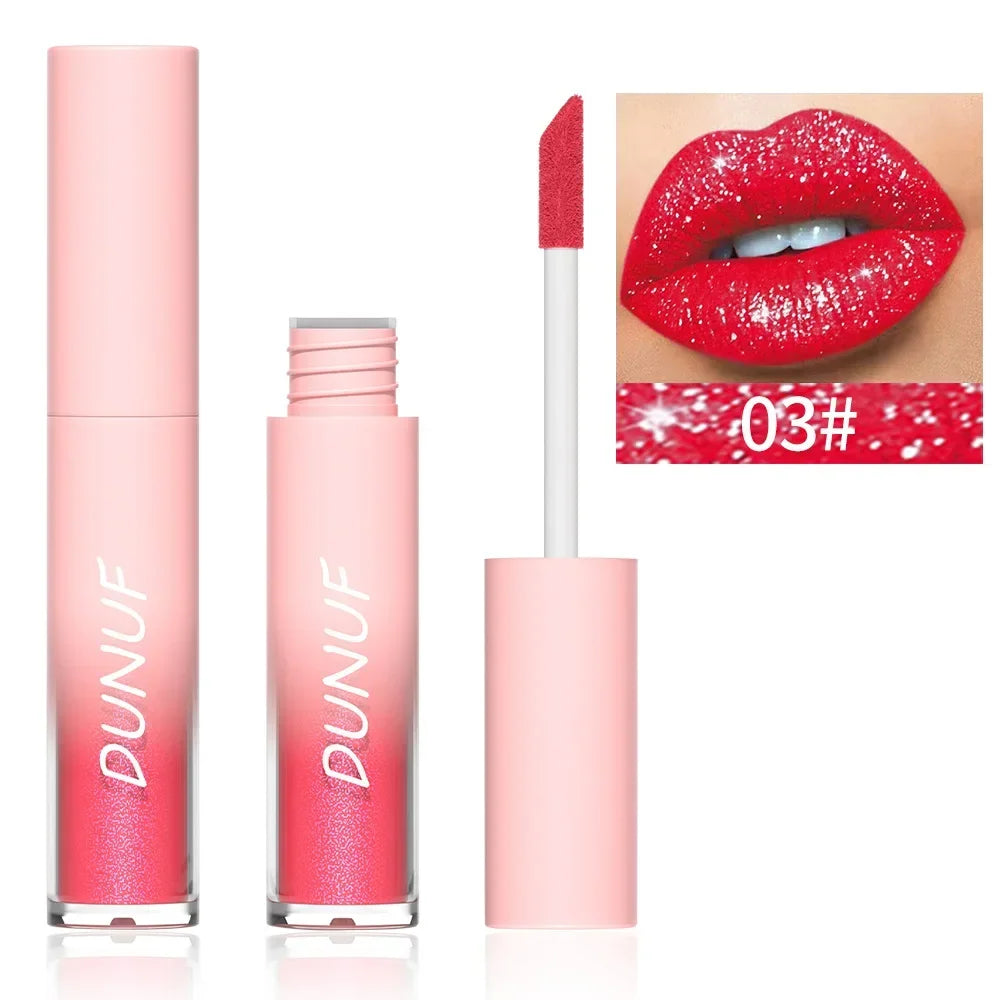 18 Color Sexy Red Diamond Glitter Lip Gloss Metallic Waterproof Long Lasting Matte Shimmer Liquid Lipstick Women Makeup Cosmetic