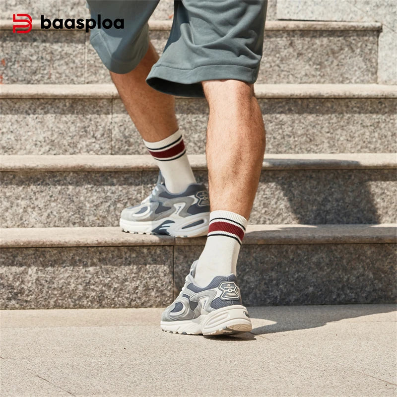 Baaslpoa New Men's Running Shoes Casual Mesh Fabric Breathable Non-Slip Walking Shoes Male Outdoor Basketball Sports Shoes