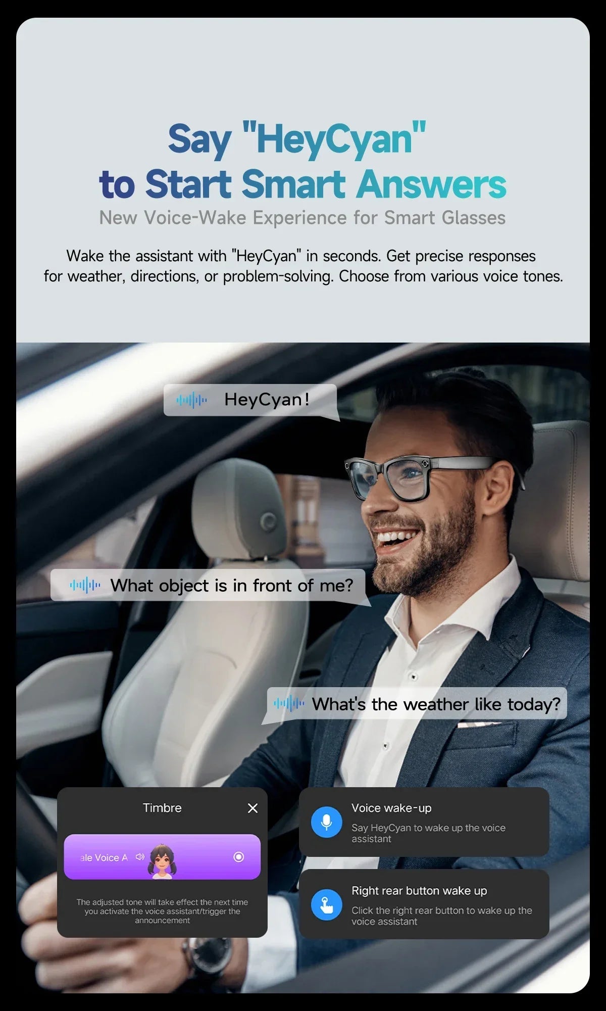 نظارات كاميرا ذكية من GrabliWorld مزودة بخاصية الذكاء الاصطناعي - تسجيل فائق الدقة، وميكروفون مزدوج لإلغاء الضوضاء، وتحكم صوتي، ومقاومة للماء
