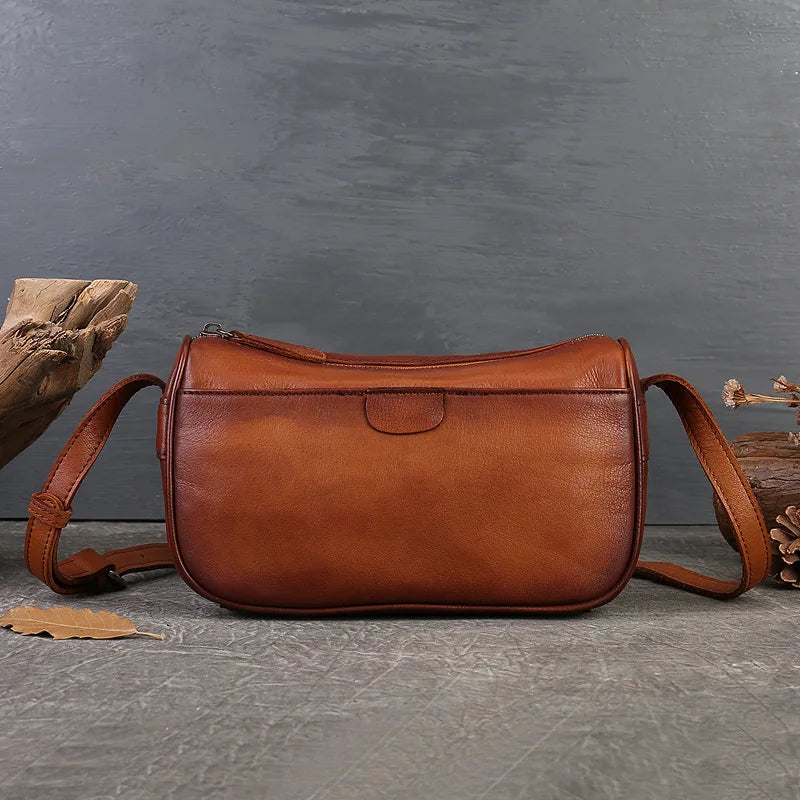 MOTAORA New Handmade Small Cowhide Shoulder Pillow Bag Women Genuine Leather Handbag Purse Retro Genuine Leather Crossbody Bags
